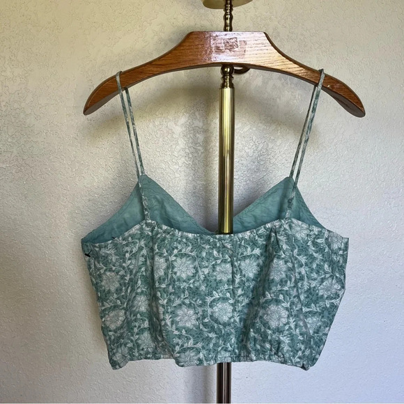 AMERICAN EAGLE ~ Bohemian Cotton Linen Floral Button Down Cropped Tank - Picture 6 of 8